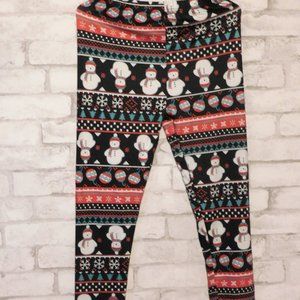 HOLIDAY LEGGINGS - Snowman Christmas Tree Baubles Snowflakes - LG - PLUS SIZE